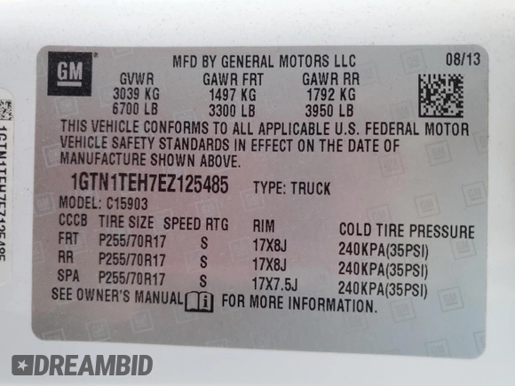2014 GMC Sierra 1500 z VIN 1GTN1TEH7EZ125485, wystawiony jako Copart lot #80711444 z przebiegiem 212 346 mil mil oraz Szkoda całkowita • Salvage title. Historia ofert i sprzedaży dostępna na DreamBid. Obrazek 12.