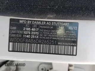 2013 Mercedes-Benz C 300 Sport with VIN WDDGF8AB6DR265251, listed as a Copart auction lot 59912985 with Not provided miles and Salvage title. Bid and sale history available at DreamBid. Image 12.