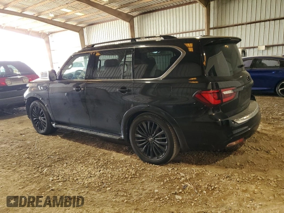 2018 Infiniti QX80 with VIN JN8AZ2NF1J9663887, listed as a Copart auction lot 66756394 with 81,628 mi miles and Salvage Title. Bid and sale history available at carsss.com. Image 2.