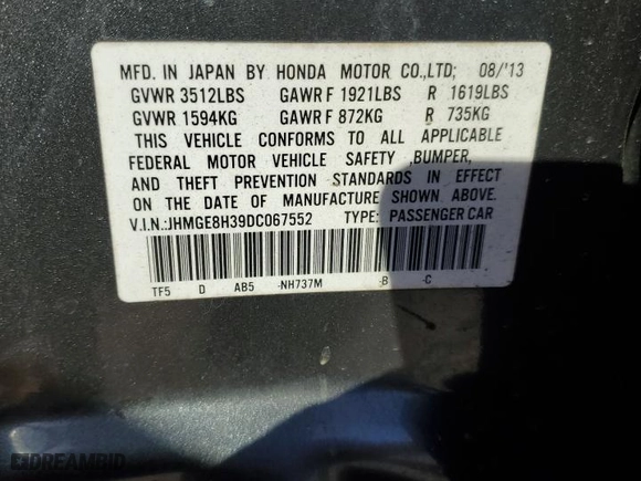 2013 Honda Fit with VIN JHMGE8H39DC067552, listed as a Copart auction lot 47350495 with 143,046 mi miles and Salvage Title. Bid and sale history available at carsss.com. Image 14.