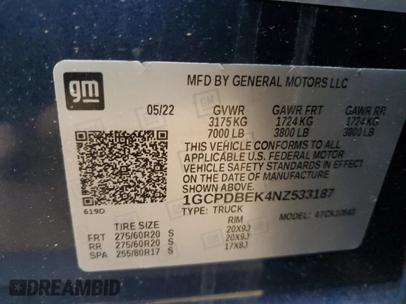 2022 Chevrolet Silverado 1500 Custom with VIN 1GCPDBEK4NZ533187, listed as a Copart auction lot 47368025 with 0 mi miles and Salvage Title. Bid and sale history available at carsss.com. Image 13.