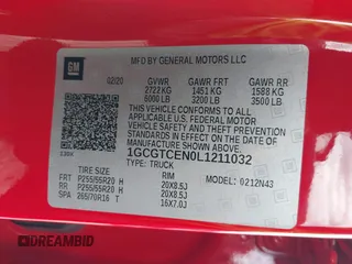 2020 Chevrolet Colorado 4WD LT with VIN 1GCGTCEN0L1211032, listed as a IAAI auction lot 41855549 with 51,465 mi miles and . Bid and sale history available at DreamBid. Image 9.