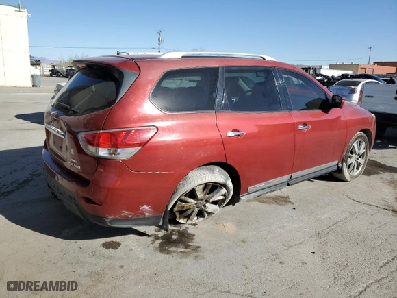 2016 Nissan Pathfinder Platinum with VIN 5N1AR2MM6GC665833, listed as a Copart auction lot 85938184 with 52,671 mi miles and Salvage Title. Bid and sale history available at carsss.com. Image 3.