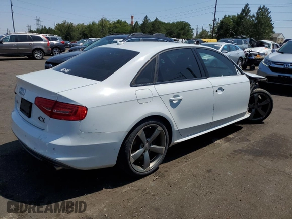2014 Audi S4 Premium Plus with VIN WAUBGAFL6EA071441, listed as a Copart auction lot 65486104 with 105,621 mi miles and Salvage Title. Bid and sale history available at carsss.com. Image 3.