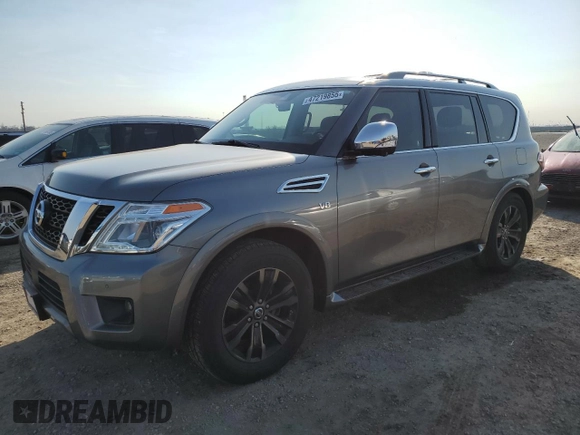 2019 Nissan Armada Platinum with VIN JN8AY2NF3K9350845, listed as a Copart auction lot 47219855 with 64,743 mi miles and Salvage title. Bid and sale history available at DreamBid. Image 1.