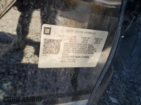 2018 Chevrolet Malibu LT with VIN 1G1ZD5ST8JF171926, listed as a Copart auction lot 48156125 with Not Provided miles and Salvage Title. Bid and sale history available at carsss.com. Image 13.