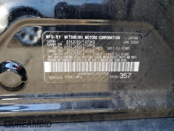 2020 Mitsubishi Outlander ES with VIN JA4AR3AU1LU024702, listed as a Copart auction lot 53568835 with 122,706 mi miles and Clean title. Bid and sale history available at DreamBid. Image 12.