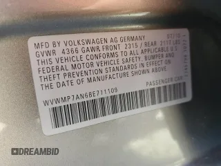 2011 Volkswagen CC Sport z VIN WVWMP7AN6BE711109, wystawiony jako Copart lot #46986105 z przebiegiem 198 582 mil mil oraz Szkoda całkowita • Salvage title. Historia ofert i sprzedaży dostępna na DreamBid. Obrazek 12.