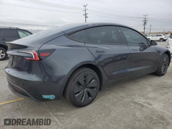 2025 Tesla Model 3 Long Range with VIN 5YJ3E1EA3SF941792, listed as a Copart auction lot 55505795 with 2,813 mi miles and Salvage title. Bid and sale history available at DreamBid. Image 3.