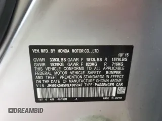 2016 Honda Fit LX with VIN JHMGK5H50GX005947, listed as a Copart auction lot 57699275 with 103,698 mi miles and Salvage title. Bid and sale history available at DreamBid. Image 12.