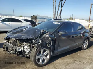 2018 Audi A3 Sedan Premium with VIN WAUAUGFFXJ1041709, listed as a Copart auction lot 52423645 with 100,440 mi miles and Salvage Title. Bid and sale history available at carsss.com. Image 1.