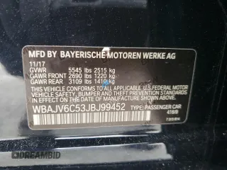 2018 BMW 6 Series 640i xDrive with VIN WBAJV6C53JBJ99452, listed as a Copart auction lot 45874753 with Not Provided miles and . Bid and sale history available at carsss.com. Image 14.
