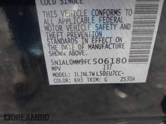 2015 Infiniti QX60 с VIN 5N1AL0MM9FC506180, выставлен на аукционе IAAI как лот 41767632 с пробегом 98 041 миль миль и . История ставок и продаж доступна на DreamBid. Изображение 9.