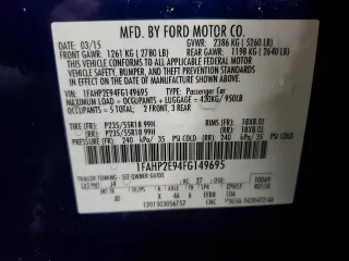 2015 Ford Taurus SEL with VIN 1FAHP2E94FG149695, listed as a Copart auction lot 65609184 with 126,803 mi miles and Salvage Title. Bid and sale history available at DreamBid. Image 13.