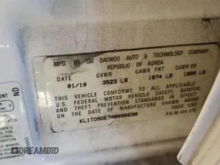 2010 Chevrolet Aveo 1LT with VIN KL1TD5DE7AB090698, listed as a Copart auction lot 88823465 with 159,391 mi miles and Salvage Title. Bid and sale history available at DreamBid. Image 12.