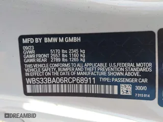 2024 BMW M4 Competition xDrive with VIN WBS33BA06RCP68911, listed as a IAAI auction lot 41166456 with 11,081 mi miles. Bid and sale history available at carsss.com. Image 9.