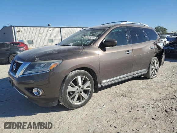 2016 Nissan Pathfinder Platinum with VIN 5N1AR2MN3GC605968, listed as a Copart auction lot 81529274 with 82,770 mi miles and Salvage Title. Bid and sale history available at carsss.com. Image 1.