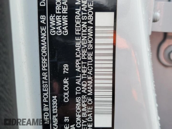 2023 Polestar 2 z VIN YSMED3KA5PL133304, wystawiony jako Copart lot #59698405 z przebiegiem 58 937 mil mil oraz Czysty tytuł • Clean title. Historia ofert i sprzedaży dostępna na DreamBid. Obrazek 12.