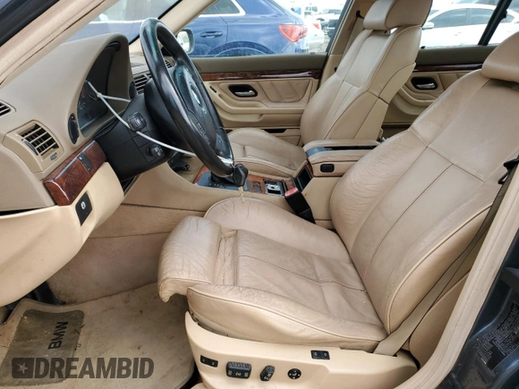 2001 BMW 7 Series 740iA with VIN WBAGG83421DN81922, listed as a Copart auction lot 76192094 with 0 mi miles and Clean Title. Bid and sale history available at carsss.com. Image 7.