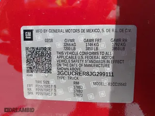 2018 Chevrolet Silverado 1500 LT with VIN 3GCUCRER8JG299111, listed as a IAAI auction lot 42063560 with 99,888 mi miles. Bid and sale history available at carsss.com. Image 9.
