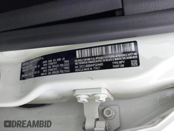 2017 Jeep Renegade Latitude z VIN ZACCJBBB4HPG04483, wystawiony jako IAAI lot #42252208 z przebiegiem 68 088 mil mil oraz . Historia ofert i sprzedaży dostępna na DreamBid. Obrazek 9.