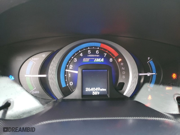 2010 Honda Insight EX with VIN JHMZE2H75AS029519, listed as a Copart auction lot 46543405 with 264,049 mi miles and Salvage Title. Bid and sale history available at carsss.com. Image 9.