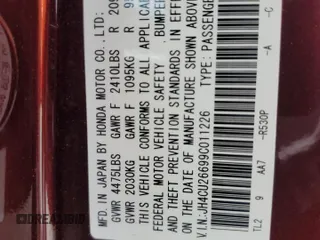 2009 Acura TSX with VIN JH4CU26699C011226, listed as a Copart auction lot 61022275 with 50,214 mi miles and Salvage title. Bid and sale history available at DreamBid. Image 13.