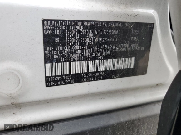 2024 Toyota RAV4 Hybrid XSE with VIN 4T3E6RFV0RU141591, listed as a Copart auction lot 59623085 with 27,682 mi miles and Salvage title. Bid and sale history available at DreamBid. Image 14.