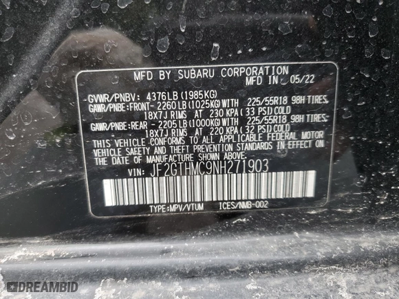 2022 Subaru Crosstrek Limited with VIN JF2GTHMC9NH271903, listed as a Copart auction lot 46697785 with 16,576 mi miles and Salvage Title. Bid and sale history available at carsss.com. Image 14.
