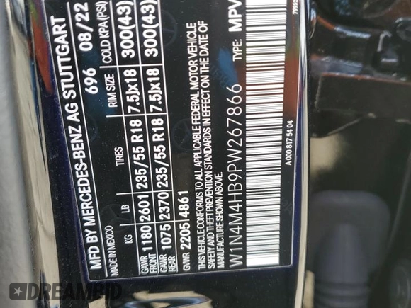 2023 Mercedes-Benz GLB 250 z VIN W1N4M4HB9PW267866, wystawiony jako Copart lot #48229185 z przebiegiem 14 607 mil mil oraz Szkoda całkowita • Salvage title. Historia ofert i sprzedaży dostępna na DreamBid. Obrazek 13.