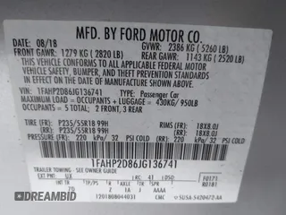 2018 Ford Taurus SE с VIN 1FAHP2D86JG136741, выставлен на аукционе IAAI как лот 42044423 с пробегом 140 773 миль миль и . История ставок и продаж доступна на DreamBid. Изображение 9.