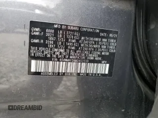 2021 Subaru Ascent Premium with VIN 4S4WMAFD4M3452239, listed as a Copart auction lot 55320725 with 57,320 mi miles and Salvage title. Bid and sale history available at DreamBid. Image 13.