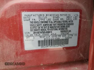2013 Nissan Sentra SR with VIN 3N1AB7AP5DL659674, listed as a Copart auction lot 55461255 with Not Provided miles and Clean Title. Bid and sale history available at DreamBid. Image 12.
