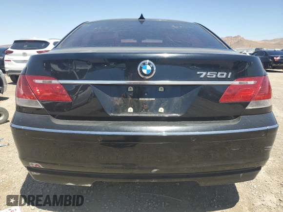 2008 BMW 7 Series 750i with VIN WBAHL835X8DT13297, listed as a Copart auction lot 61523864 with Not Provided miles and Salvage Title. Bid and sale history available at DreamBid. Image 6.