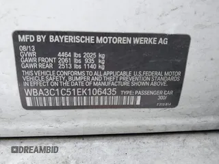 2014 BMW 3 Series 328i with VIN WBA3C1C51EK106435, listed as a IAAI auction lot 41202983 with 142,135 mi miles. Bid and sale history available at carsss.com. Image 9.