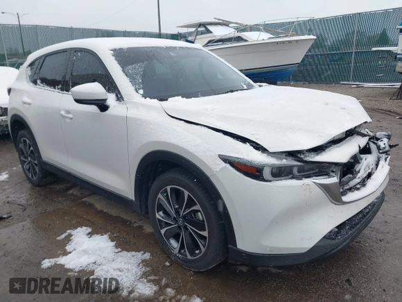 2023 Mazda CX-5 2.5 S Premium Package with VIN JM3KFBDM9P0124382, listed as a IAAI auction lot 40908008 with 25,148 mi miles. Bid and sale history available at carsss.com. Image 1.