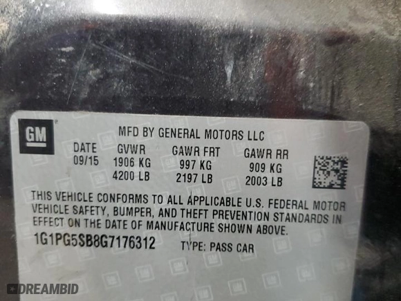 2016 Chevrolet Cruze Limited LTZ with VIN 1G1PG5SB8G7176312, listed as a Copart auction lot 46341015 with 135,093 mi miles and Salvage Title. Bid and sale history available at carsss.com. Image 12.