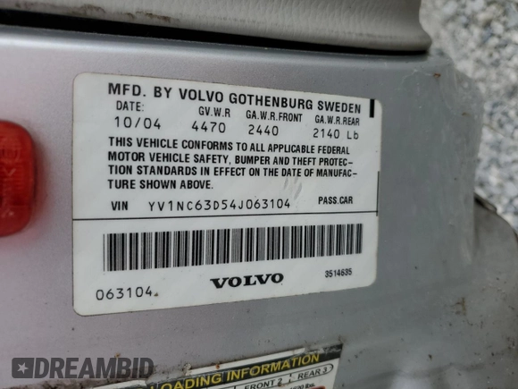2004 Volvo C70 с VIN YV1NC63D54J063104, выставлен на аукционе Copart как лот 44182695 с пробегом 94 528 миль миль и Чистый • Clean title. История ставок и продаж доступна на DreamBid. Изображение 12.