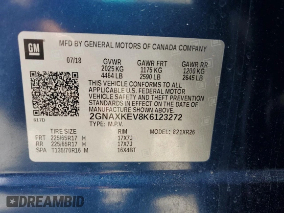 2019 Chevrolet Equinox LT with VIN 2GNAXKEV8K6123272, listed as a Copart auction lot 50125825 with 84,814 mi miles and Salvage Title. Bid and sale history available at DreamBid. Image 13.
