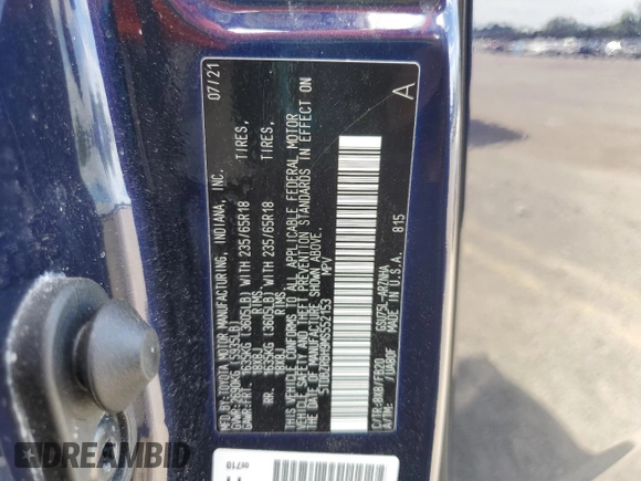 2021 Toyota Highlander L with VIN 5TDBZRBH9MS552153, listed as a Copart auction lot 65512635 with 20,153 mi miles and Salvage title. Bid and sale history available at DreamBid. Image 13.