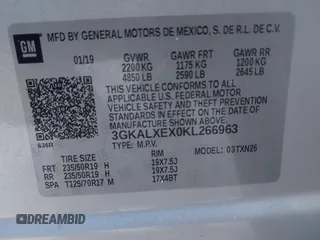 2019 GMC Terrain Denali with VIN 3GKALXEX0KL266963, listed as a IAAI auction lot 41257977 with 80,876 mi miles. Bid and sale history available at carsss.com. Image 9.
