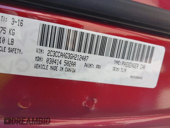 2016 Chrysler 300 Anniversary Edition with VIN 2C3CCAAG3GH212407, listed as a IAAI auction lot 41621006 with 130,821 mi miles and . Bid and sale history available at DreamBid. Image 9.