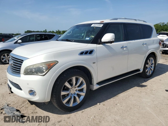 2014 Infiniti QX80 with VIN JN8AZ2NE5E9063225, listed as a Copart auction lot 56323385 with 172,135 mi miles and Clean title. Bid and sale history available at DreamBid. Image 1.