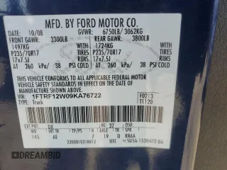 2009 Ford F-150 XL with VIN 1FTRF12W09KA76722, listed as a Copart auction lot 51442745 with 193,584 mi miles and Clean Title. Bid and sale history available at carsss.com. Image 12.