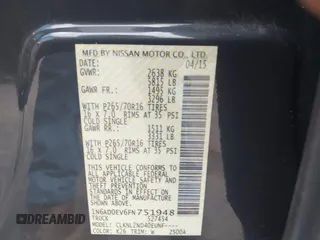 2015 Nissan Frontier SV with VIN 1N6AD0EV6FN751948, listed as a IAAI auction lot 42063935 with 52,244 mi miles and . Bid and sale history available at DreamBid. Image 9.