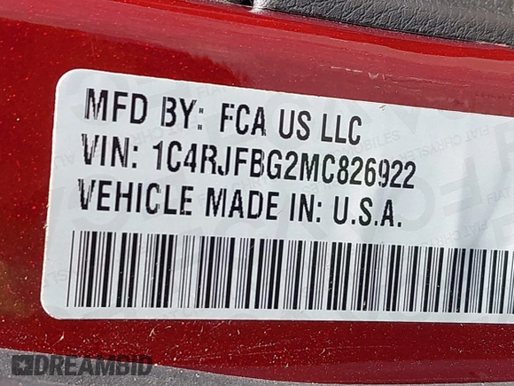 2021 Jeep Grand Cherokee Limited with VIN 1C4RJFBG2MC826922, listed as a IAAI auction lot 42651961 with 66,681 mi miles and . Bid and sale history available at DreamBid. Image 9.