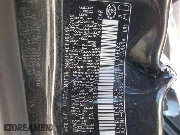2006 Toyota Matrix STD z VIN 2T1KR32E86C617539, wystawiony jako Copart lot #50357505 z przebiegiem 186 545 mil mil oraz Szkoda całkowita • Salvage title. Historia ofert i sprzedaży dostępna na DreamBid. Obrazek 14.