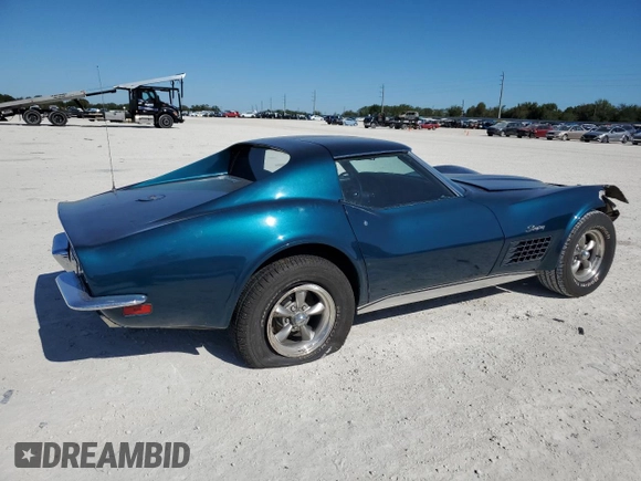 1972 Chevrolet Corvette with VIN 1Z37K2S513355, listed as a Copart auction lot 82448774 with 18,628 mi miles and Salvage title. Bid and sale history available at DreamBid. Image 3.