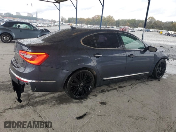 2014 Kia Cadenza Premium with VIN KNALN4D77E5140762, listed as a Copart auction lot 83987224 with 112,493 mi miles and Salvage Title. Bid and sale history available at carsss.com. Image 3.