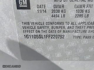 2015 Chevrolet Malibu LT with VIN 1G11D5SL1FF220792, listed as a IAAI auction lot 41776916 with 205,623 mi miles. Bid and sale history available at carsss.com. Image 9.